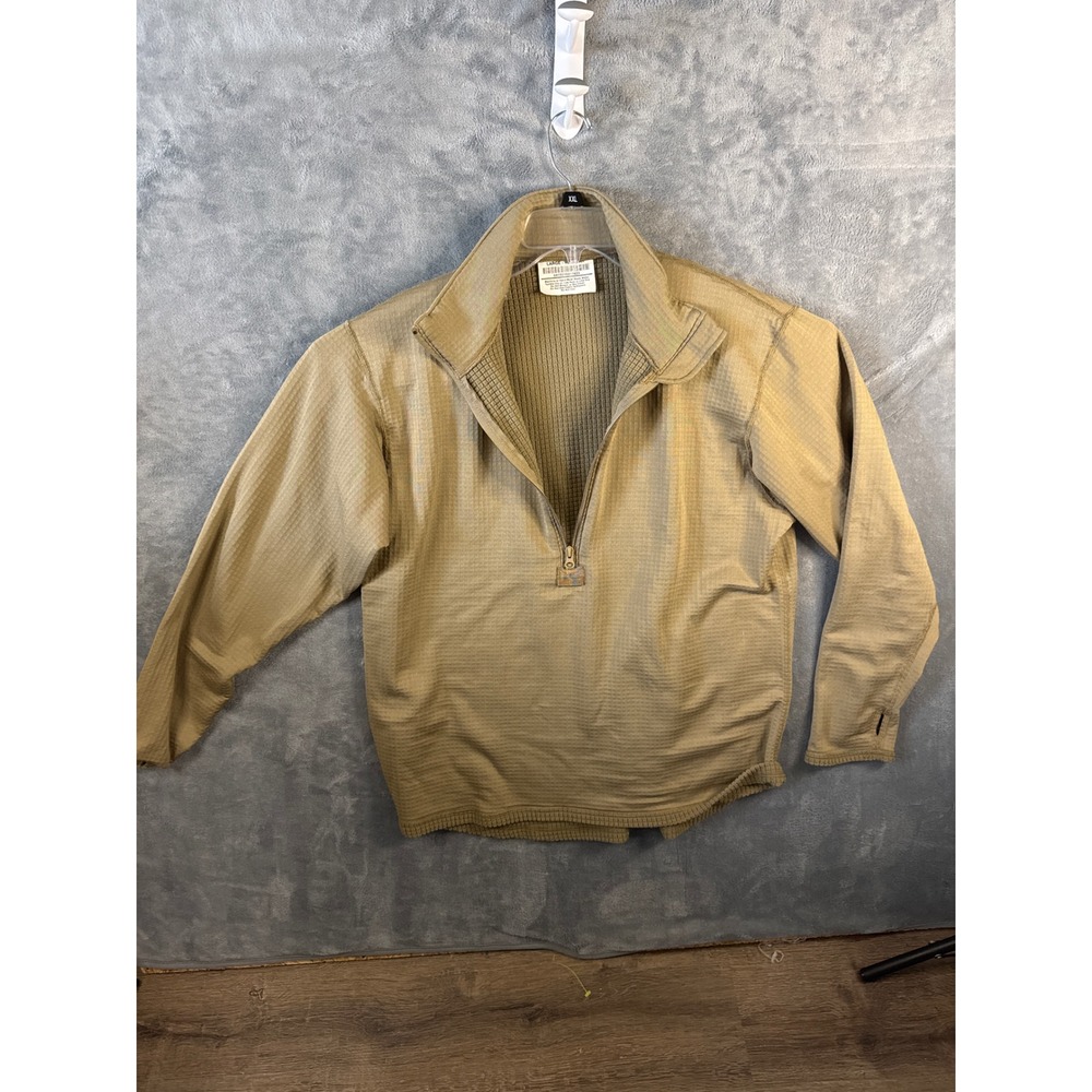 US Military PCU Level 2 Grid Fleece 1/4 Zip Pullover Coyote Tan Large Regular